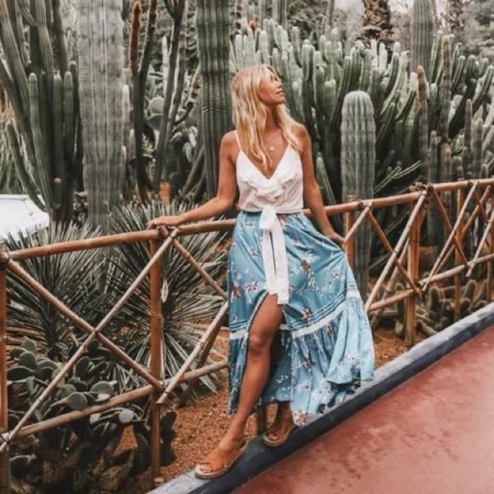 Kivari BLUE FLORENCE MAXI SKIRT